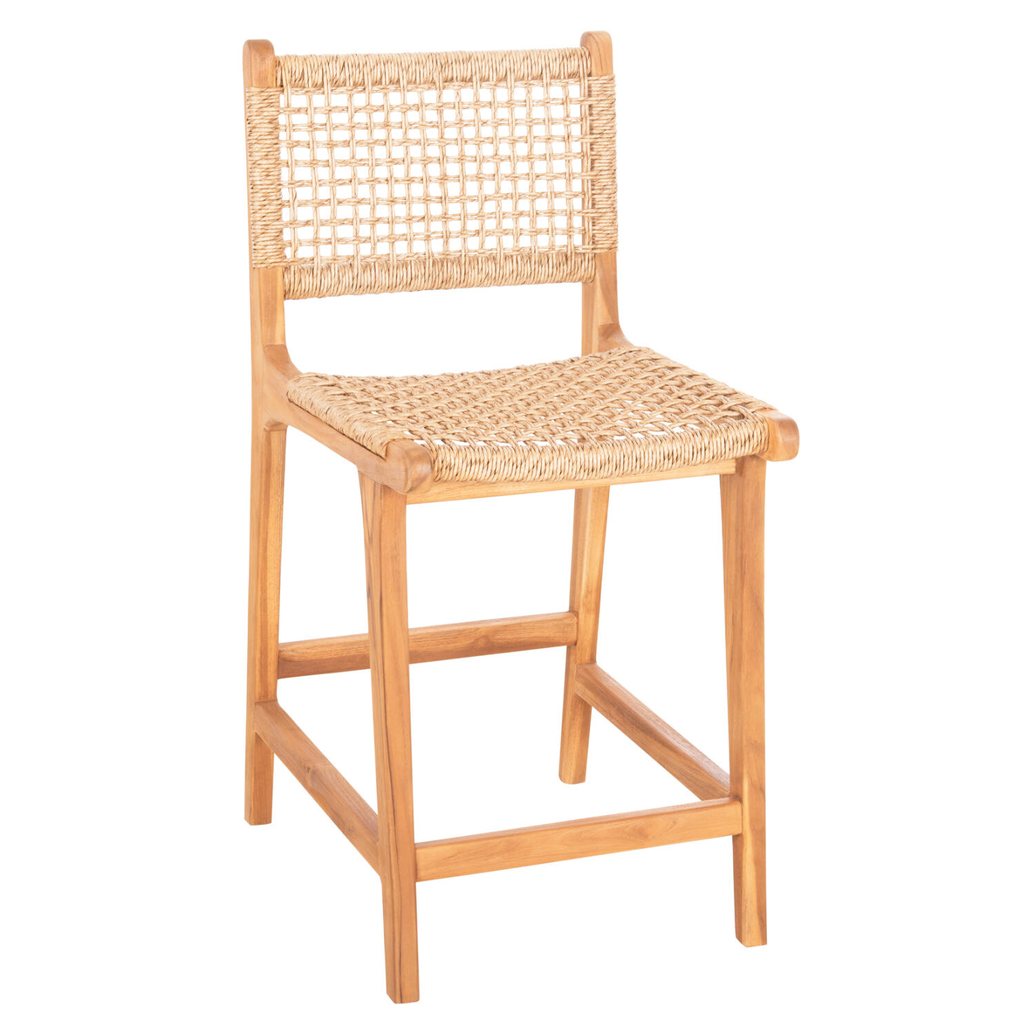 skampo-mpar-me-plati-fb9938111-xylo-teak Σκαμπο Μπαρ Με Πλατη Nesha HM9381.11 Ξυλο Τεακ & Σχοινι Viro Viro 46x48,5x96υεκ. - Image 1