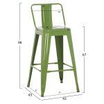 Σκαμπο Μπαρ Μεσαιου Υψους Μεταλλικο Melita-Pro HM8574.53 Light Olive Green 43x43x88υεκ.