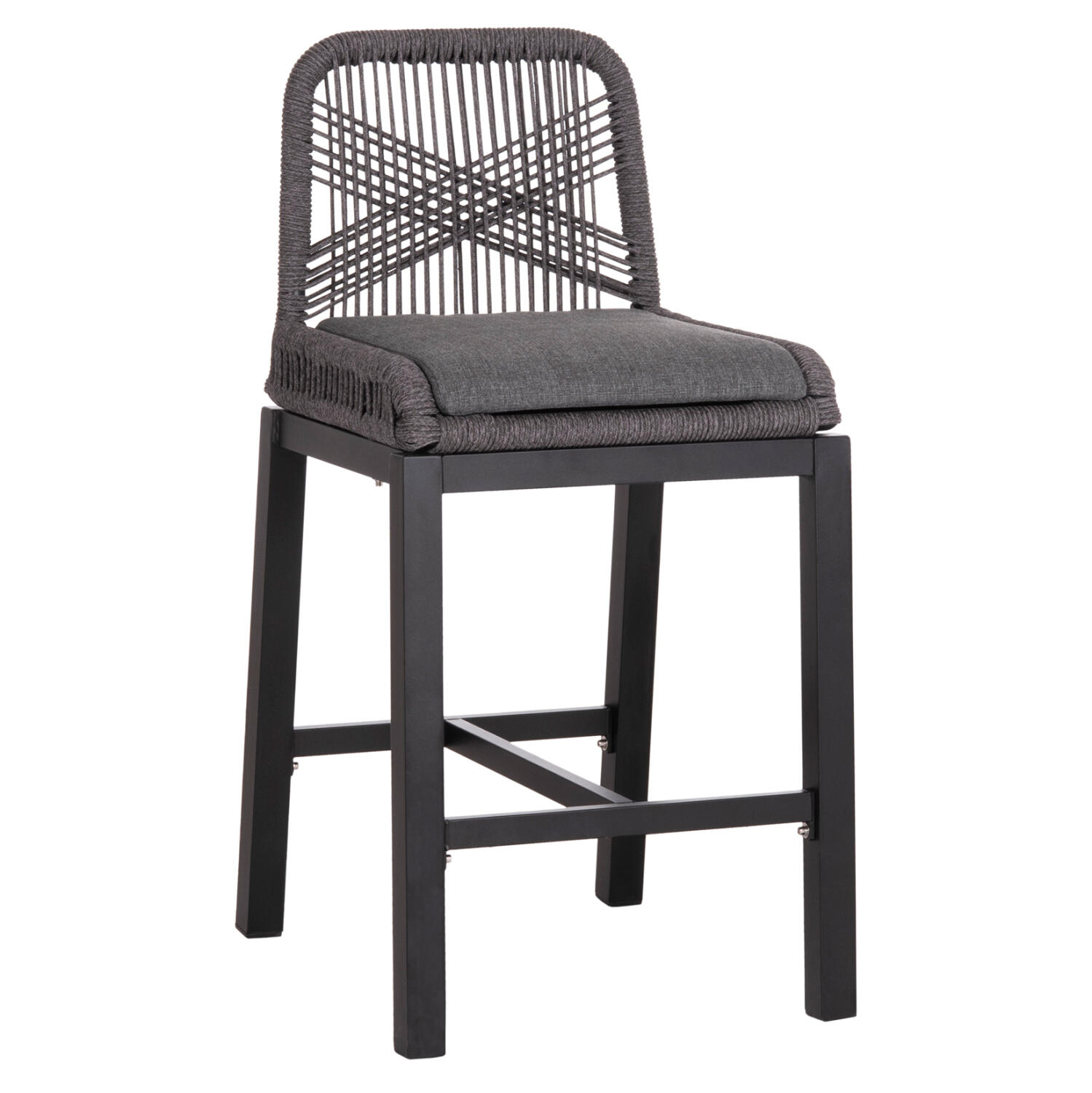 skampo-mpar-mesypsoys-fb9579123-mayro-al Σκαμπο Μπαρ Μες.υψους Howard HM5791.23 Μαυρο Αλουμινιο--Γκρι Σχοινι 47,5x55x94,5υεκ. - Image 1