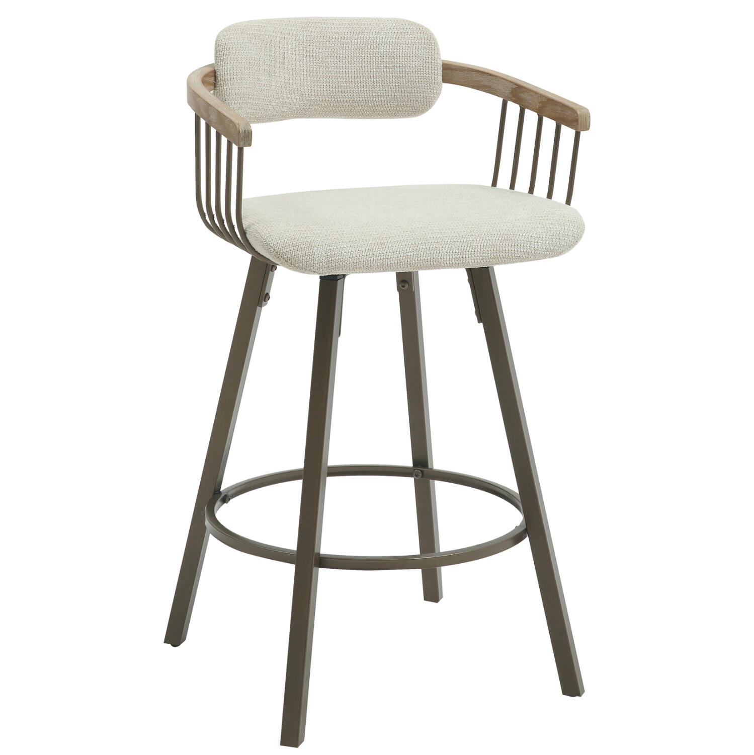skampo-mpar-peristref-fb9999001-metpodia Σκαμπο Μπαρ Περιστρεφ. Lang HM9990.01 Μετ.ποδια Χαλκινα-Εκρου Υφασμα 51,5x48,5x89,5υ - Image 1