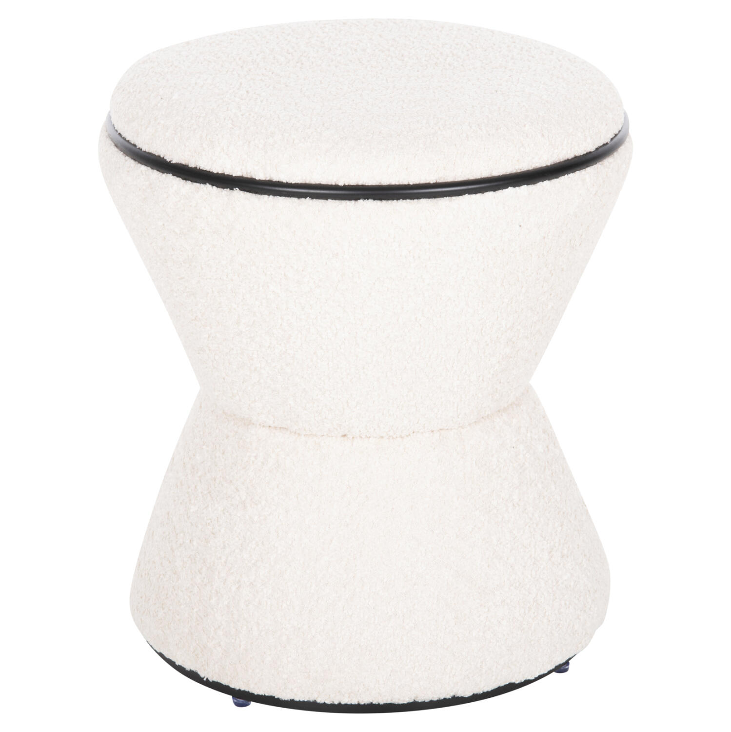 skampo-stroggylo-fb9960406-mpoykle-yfasm Σκαμπο Στρογγυλο Linner HM9604.06 Μπουκλε Υφασμα Εκρου-Μαυρη Λεπτομερεια φ38x44 Εκ. - Image 1