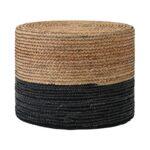 Στρογγυλο Πουφ Fylliana Jute Μαυρο-Καφε Χρωμα 45x35εκ