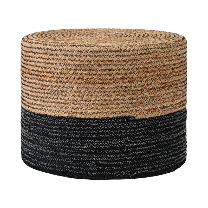 stroggylo-poyf-fylliana-jute-mayro-kafe-chroma-45x35ek1767778802 Στρογγυλο Πουφ Fylliana Jute Μαυρο-Καφε Χρωμα 45x35εκ - Image 1