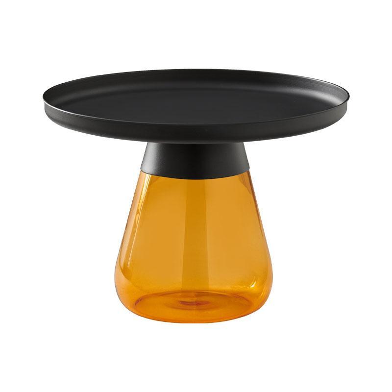 stroggylo-trapezaki-salonioy-fylliana-fl829-metalliko-me-gyali-amber-chroma-60x42ek1730460903 Στρογγυλο Τραπεζακι Σαλονιου Fylliana FL829 Μεταλλικο Με Γυαλι Amber Χρωμα 60x42εκ - Image 1
