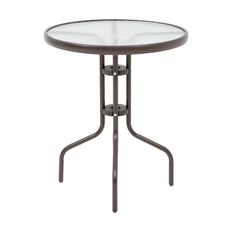 stroggylo-trapezi-kipoy-fylliana-001-kafe-chroma-60x70ek-grd1716291901 Στρογγυλο Τραπεζι Κηπου Fylliana 001 Καφε Χρωμα 60x70εκ - Image 1