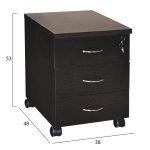 Συρταριερα Γραφειου Επαγγελματικη Sienna HM2011.02 Wenge Με 3συρταρια 38x48x53cm - Image 2