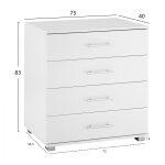 Συρταριερα Μελαμινης Briana HM2204.05 Me 4 Συρταρια Λευκη 75x40x83y Εκ. - Image 2
