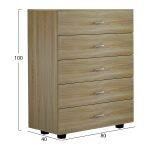 Συρταριερα Μελαμινης Thorg Me 5 Συρταρια Sonama HM8995.01 80χ40χ100y Εκ. - Image 7