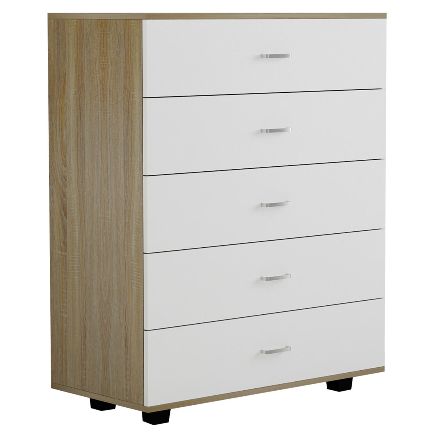 syrtariera-melaminis-me-5-syrtaria-sonam Συρταριερα Μελαμινης Thorg HM8995.04- 5 Συρταρια Σε Sonama-Λευκο 80χ40χ100yεκ. - Image 1