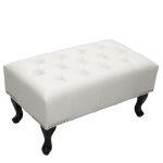 Ταμπουρε Υποποδιο T.chesterfield Emma HM226.02 PU Λευκο-Μαυρα Ποδια 80x44x39yεκ. - Image 2