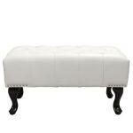 Ταμπουρε Υποποδιο T.chesterfield Emma HM226.02 PU Λευκο-Μαυρα Ποδια 80x44x39yεκ.