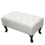 Ταμπουρε Υποποδιο T.chesterfield Emma HM226.02 PU Λευκο-Μαυρα Ποδια 80x44x39yεκ. - Image 3