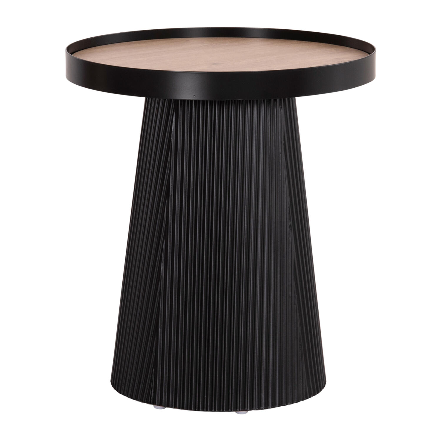 trapezaki-boithitiko-fb91802301-mdf-top- Τραπεζακι Βοηθητικο Denton HM18023.01 MDF Top Φυσικο Ξυλου-Βαση Μαυρη φ45x51,5υεκ. - Image 1