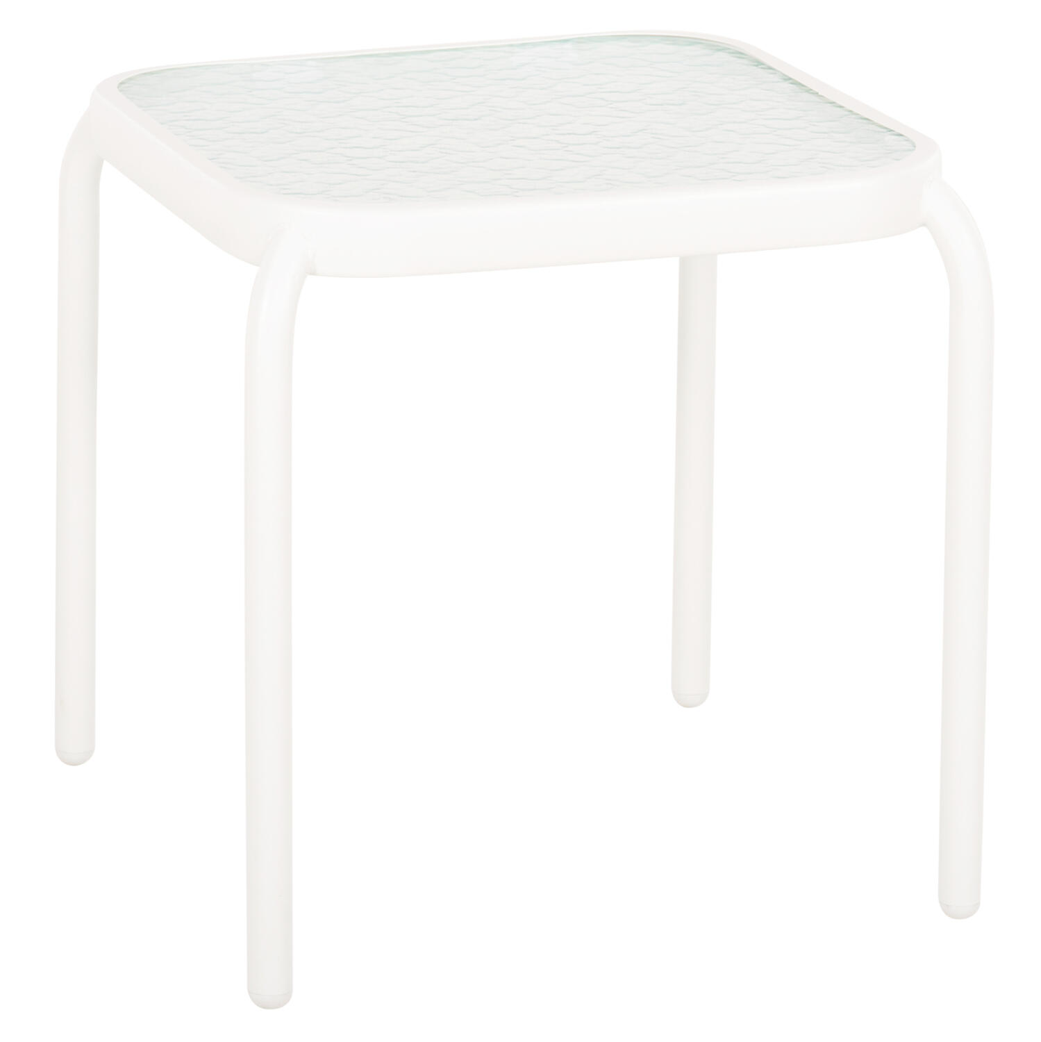 trapezaki-exchoroy-tetragono-fb9597502-l Τραπεζακι Εξ.χωρου Τετραγωνο Dido HM5975.02 Λευκο Μεταλλο-Γυαλι 40x40x40υεκ - Image 1