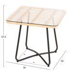 Τραπεζακι Gerry HM5717.11 Με Wicker Μπεζ-Μαυρο Μεταλ.σκελετο 50x50x47,5υεκ. - Image 2