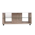 Τραπεζακι Σαλονιου Bert Grey Oak-Λευκη Λακα 101x60x45εκ - Image 3