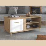 Τραπεζακι Σαλονιου Bretagna Artisan Oak-Λευκο High Gloss Foil 120x60x54εκ A.p.r - Image 2