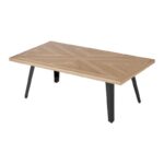 Τραπεζακι Σαλονιου Fylliana FL1564 Sonoma MDF Με Μαυρα Ποδια 130x70x45εκ