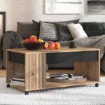 Τραπεζακι Σαλονιου Mayenne Artisan Oak-Μαυρο Mat 101x55x45εκ - Image 2