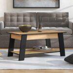 Τραπεζακι Σαλονιου Piave Artisan Oak-Μαυρο Ματ 101x55x47εκ - Image 2