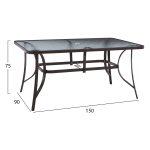 Τραπεζι Bruno 150x90χ75υεκ. Μεταλλικο Ορθογωνιο Καφε Με Τρυπα Ομπρελας φ38 HM5145.12 - Image 2