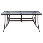 Τραπεζι Bruno 150x90χ75υεκ. Μεταλλικο Ορθογωνιο Καφε Με Τρυπα Ομπρελας φ38 HM5145.12 - Image 3