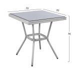 Τραπεζι Αλουμινιου Harlow 70x70x76 Bamboo Look HM5568.01 Λευκη Πατινα Με Γυαλι - Image 2