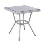 Τραπεζι Αλουμινιου Harlow 70x70x76 Bamboo Look HM5568.01 Λευκη Πατινα Με Γυαλι