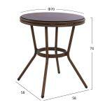 Τραπεζι Αλουμινιου Moses φ70x76 Εκ. Bamboo Look HM5532.03 Καφε Με Γυαλι - Image 2