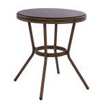 Τραπεζι Αλουμινιου Moses φ70x76 Εκ. Bamboo Look HM5532.03 Καφε Με Γυαλι