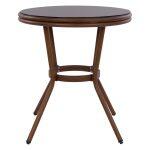 Τραπεζι Αλουμινιου Moses φ70x76 Εκ. Bamboo Look HM5532.03 Καφε Με Γυαλι - Image 3