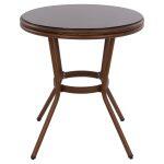 Τραπεζι Αλουμινιου Moses φ70x76 Εκ. Bamboo Look HM5532.03 Καφε Με Γυαλι - Image 4