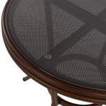 Τραπεζι Αλουμινιου Moses φ70x76 Εκ. Bamboo Look HM5532.03 Καφε Με Γυαλι - Image 5