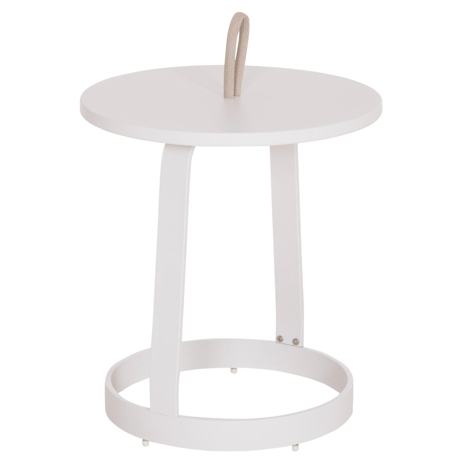trapezi-boithitiko-exchoroy-fb9643202-al Τραπεζι Βοηθητικο Εξ.χωρου Mino HM6432.02 Αλουμινιο Λευκο & Σχοινι Μπεζ φ47x53υεκ - Image 1
