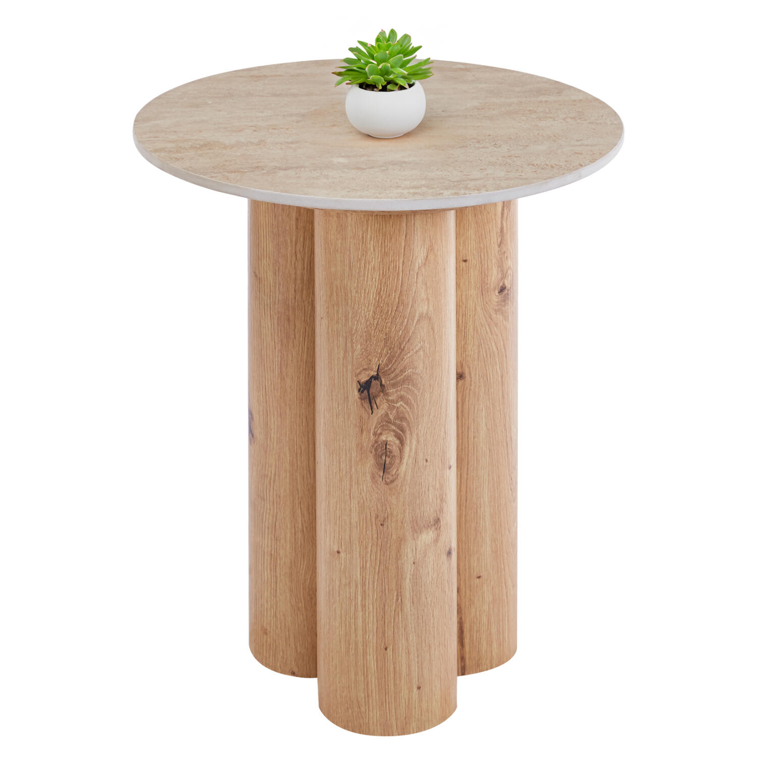 trapezi-boithitiko-fb918444-keramiko-top Τραπεζι Βοηθητικο Silva HM18444 Κεραμικο Top Οψη Τραβερτινας-Mdf Φυσικο φ45x55υεκ. - Image 1