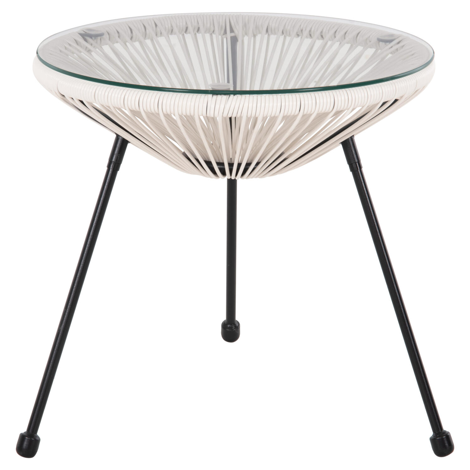 trapezi-boithitiko-fb9587412-metallo-may Τραπεζι Βοηθητικο Acapulco HM5874.12 Μεταλλο Μαυρο-Συνθ. Rattan Λευκο φ47x45yεκ. - Image 1
