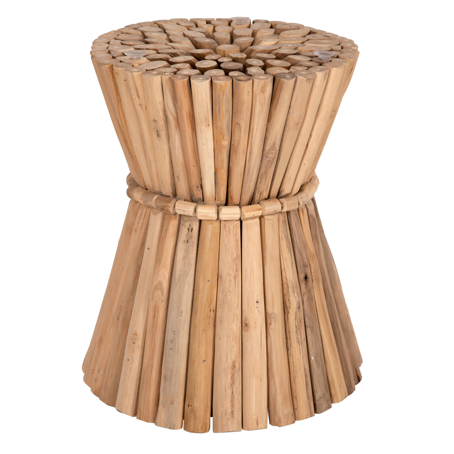 trapezi-boithitiko-stroggylo-fb99792-kla Τραπεζι Βοηθητικο Στρογγυλο Cooter HM9792 Κλαδια Ξυλου Τεακ Φυσικο φ37x50υεκ. - Image 1