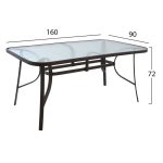 Τραπεζι Bruno 160χ90χ72υεκ. Μεταλλικο Καφε Με Γυαλινη Επιφανεια HM5074.02 - Image 2