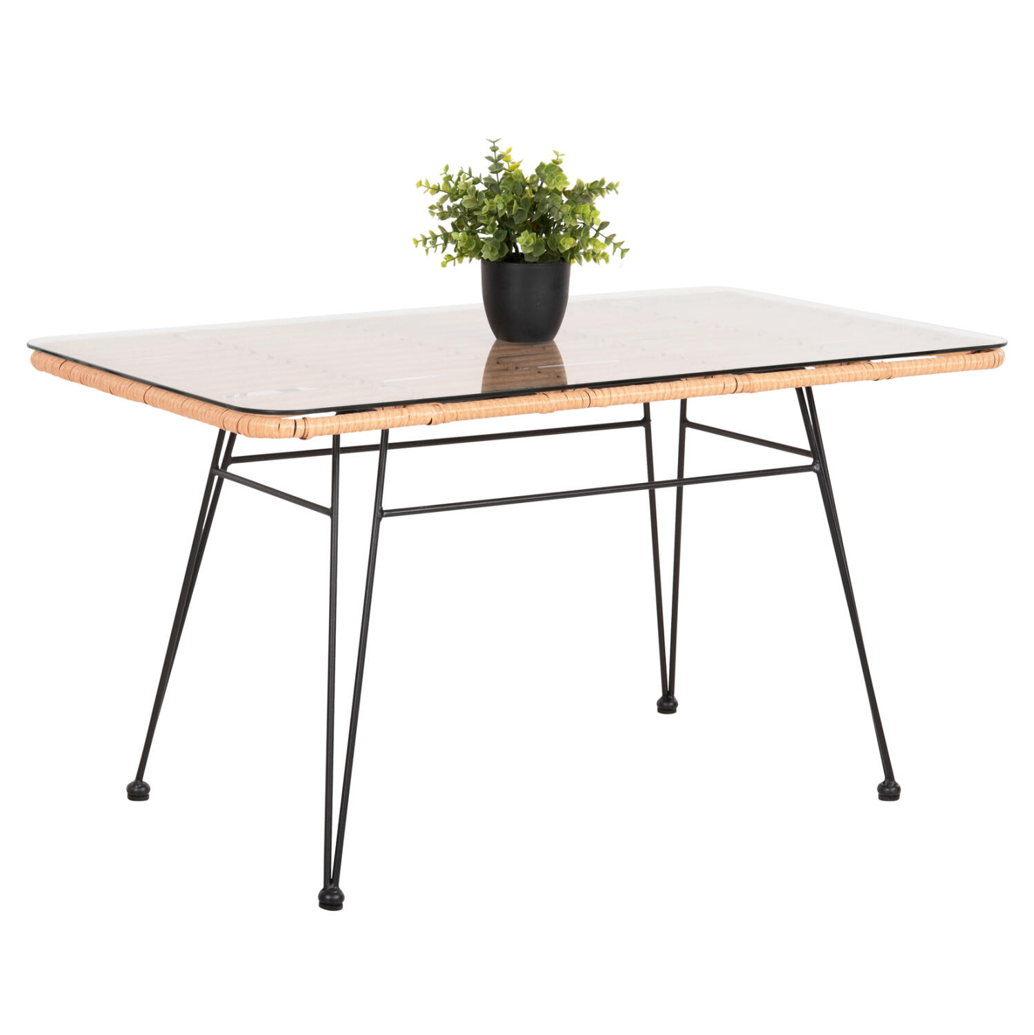 trapezi-exchoroy-chamilo-fb96076-mayro-m Τραπεζι Εξ.χωρου Χαμηλο Allegra HM6076 Μαυρο Μεταλλο-Μπεζ Wicker 95x55x51.5yεκ. - Image 1