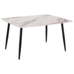 Τραπεζι Raven HM18149.04 Κεραμικο Top Με Οψη Λευκο/Καφε Μαρμαρο 140x80x74υεκ.