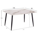 Τραπεζι Raven HM18149.04 Κεραμικο Top Με Οψη Λευκο/Καφε Μαρμαρο 140x80x74υεκ. - Image 2