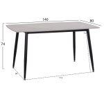 Τραπεζι Raven HM18149.13 Κεραμικο Top Με Οψη Γκρι Μαρμαρο 140x80x74υεκ. - Image 2