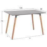 Τραπεζι Minimal HM8581.02 Ανοιχτο Γκρι Mdf-Ποδια Οξια Σε Φυσικο Χρωμα- 120χ60x74υεκ. - Image 2