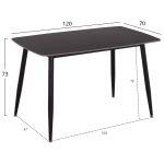 Τραπεζι Raven HM9854.02 Κεραμικο Top Μαυρο Μαρμαρο-Μαυρο Μεταλλο 120x70x73υεκ. - Image 2