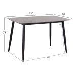 Τραπεζι Raven HM9854.13 Κεραμικο Top Γκρι Μαρμαρο-Μαυρο Μεταλλο 120x70x73υεκ. - Image 2