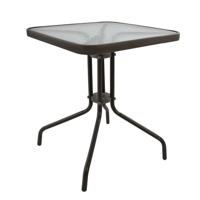 trapezi-figo-metalliko-kafe-60ch60ch72ye Τραπεζι Figo 60χ60χ72υεκ. Μεταλλικο Καφε Με Γυαλινη Επιφανεια HM5035.02 - Image 1