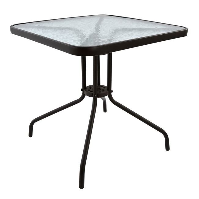 trapezi-figo-metalliko-kafe-70ch70ch72-h Τραπεζι Εξωτ.χωρου Figo HM5036.02 Μεταλλο Καφε- Γυαλινη Επιφανεια 70χ70χ72υεκ - Image 1