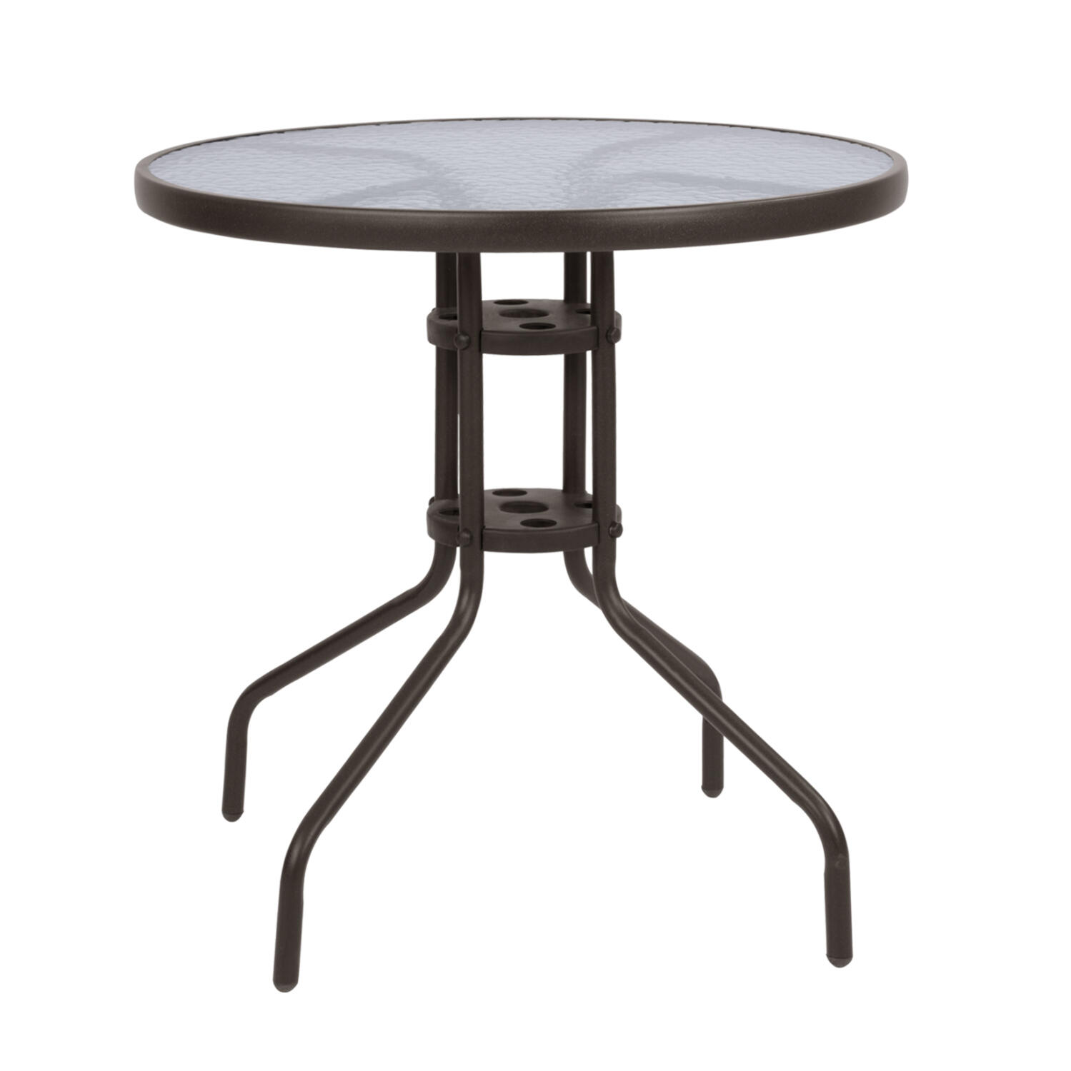trapezi-lima-f70ch70yek-metalliko-kafe-m Τραπεζι Lima φ70χ70υεκ. Μεταλλικο Καφε Με Γυαλινη Επιφανεια HM5146.02 - Image 1
