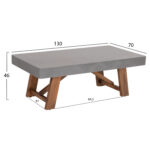 Τραπεζι Μεσης Fiber Cement & Ξυλο Ακακιας Maeve HM6595.01 Γκρι 130x70x46υεκ. - Image 2