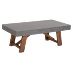 Τραπεζι Μεσης Fiber Cement & Ξυλο Ακακιας Maeve HM6595.01 Γκρι 130x70x46υεκ.